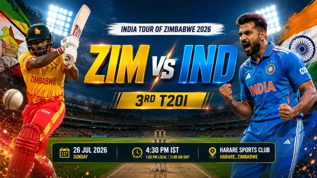 Current image: Mahadev Book ZIM vs IND 3rd T20I 2026 fantasy cricket prediction image